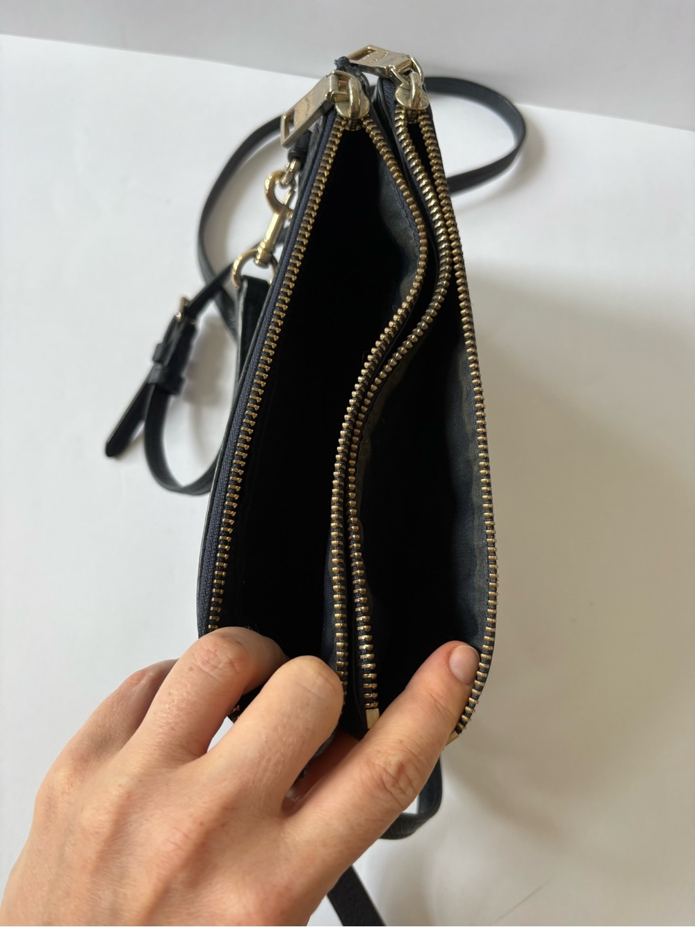 Coach Lyla Pebbled Leather Crossbody Purse Bag Dark Navy Blue Academia Career - Picture 6 of 13